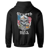 "Brewed in the USA" Patriotic Skull Hoodie for Men