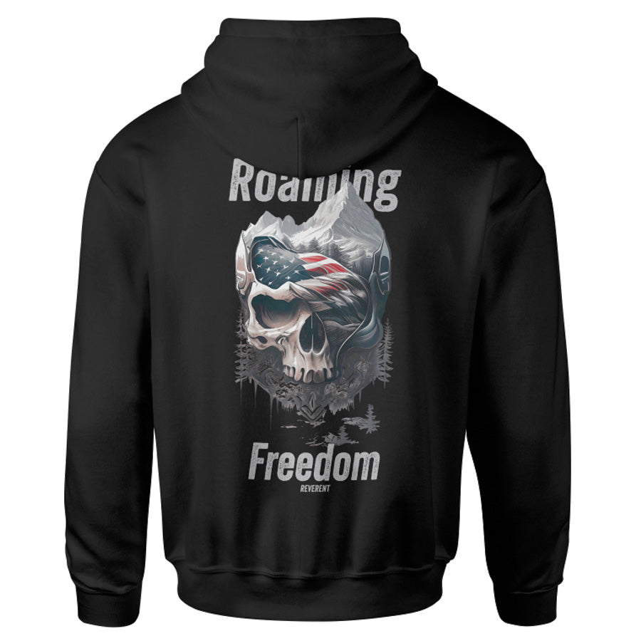 "Roaming Freedom" Patriotic Skull Hoodie for Men